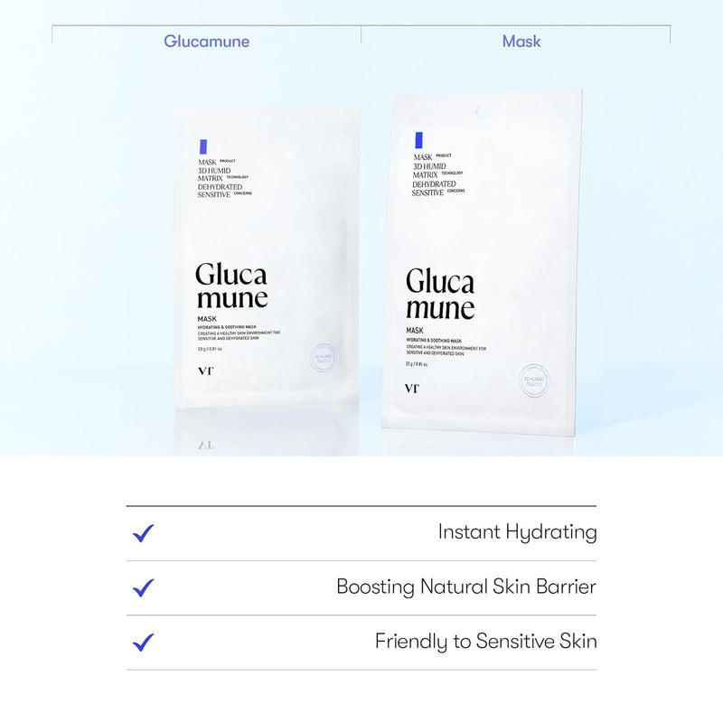 Glucamune Mask, Vegan mucin, Soothing & Calming, For All Skin Types, 10pcs