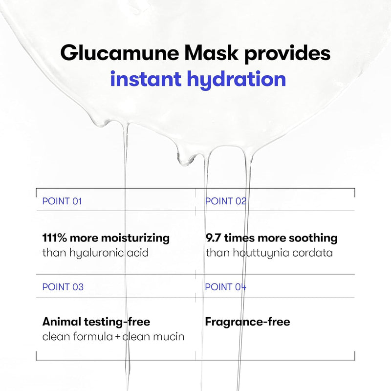 Glucamune Mask, Vegan mucin, Soothing & Calming, For All Skin Types, 10pcs